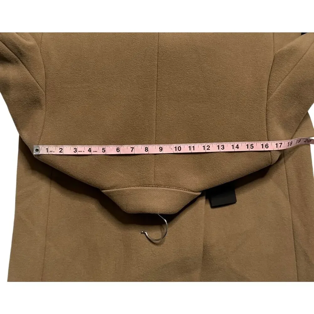 Massimo Dutti Womens Camel Beige Wool Blend Long Double Breasted Over Coat S 6